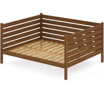 Тахта двуспальная Solarius из массива сосны, с реечным основанием и высокими бортиками, 180x190 см, габариты 190x200 см, цвет темного дуба tahta-spin180-190temd