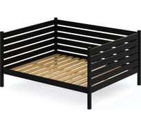 Тахта двуспальная Solarius из массива сосны, с реечным основанием и высокими бортиками, 160x190 см, габариты 170x200 см, цвет черный оникс tahta-spin160-190onix