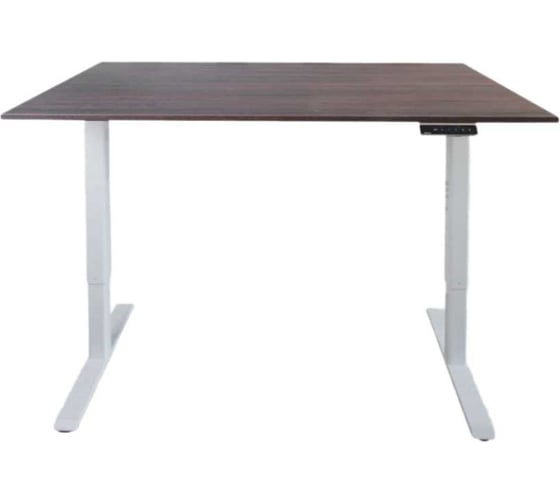 Компьютерный стол с регулируемой высотой UPSTOL STAND LITE: рама белая и столешница ЛДСП темно-коричневая 125x75 U222W-Milano125 1