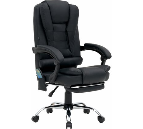 Кресло офисное Lounge MS-007, подножка, 6 массажных модулей, кожзам, черное, Cromex 532960
