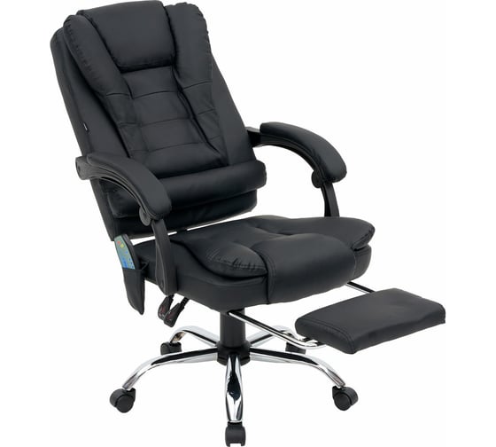 Кресло офисное Lounge MS-007, подножка, 6 массажных модулей, кожзам, черное, Cromex 532960