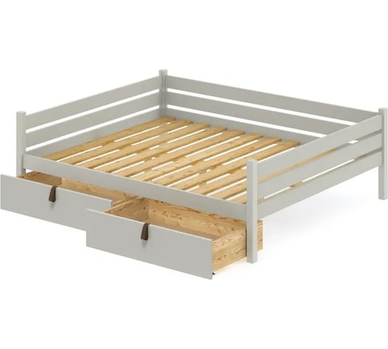 Тахта двуспальная Solarius из массива сосны, с реечным основанием, 160x160 см, габариты 170x170 см, с двумя выкатными ящиками, цвет платины tahta160-160plat-2yash 1