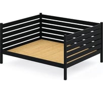 Тахта двуспальная Solarius из массива сосны, со сплошным основанием и высокими бортиками, 120x200 см, габариты 130x210 см, цвет антрацит tahta-spin120-200ser-full