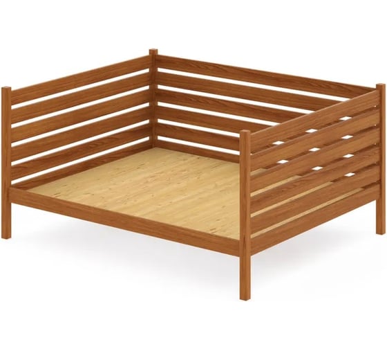 Тахта двуспальная Solarius из массива сосны, со сплошным основанием и высокими бортиками, 120x160 см, габариты 130x170 см, цвет ольхи tahta-spin120-160olha-full 1