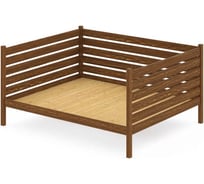 Тахта двуспальная Solarius из массива сосны, со сплошным основанием и высокими бортиками, 120x190 см, габариты 130x200 см, цвет темного дуба tahta-spin120-190temd-full