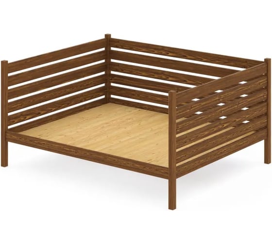 Тахта двуспальная Solarius из массива сосны, со сплошным основанием и высокими бортиками, 120x180 см, габариты 130x190 см, цвет темного дуба tahta-spin120-180temd-full 1