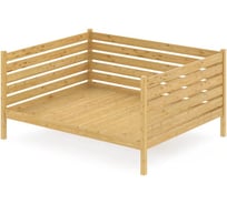 Тахта двуспальная Solarius из массива сосны, со сплошным основанием и высокими бортиками, 120x200 см, габариты 130x210 см, без шлифовки и покраски tahta-spin120-200net-full