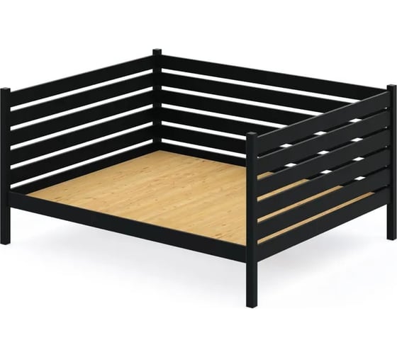 Тахта двуспальная Solarius из массива сосны, со сплошным основанием и высокими бортиками, 120x180 см, габариты 130x190 см, цвет антрацит tahta-spin120-180ser-full 1