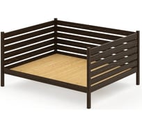 Тахта двуспальная Solarius из массива сосны, со сплошным основанием и высокими бортиками, 120x180 см, габариты 130x190 см, цвет венге tahta-spin120-180ven-full