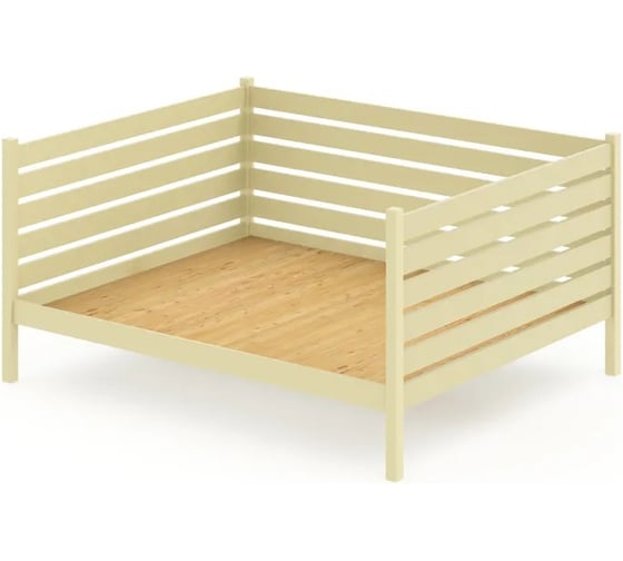 Тахта двуспальная Solarius из массива сосны, со сплошным основанием и высокими бортиками, 120x200 см, габариты 130x210 см, цвет ванили tahta-spin120-200van-full 1