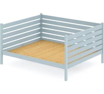 Тахта двуспальная Solarius из массива сосны, со сплошным основанием и высокими бортиками, 120x180 см, габариты 130x190 см, цвет голубой tahta-spin120-180gol-full