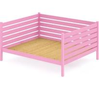 Тахта двуспальная Solarius из массива сосны, со сплошным основанием и высокими бортиками, 120x200 см, габариты 130x210 см, цвет розовый tahta-spin120-200roz-full
