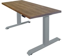 Стол двухмоторный с регулируемой высотой StolStoya ТИТАН подстолье серое и столешница МДФ шпон дуб мореный 140x70 SE221ISDM14070