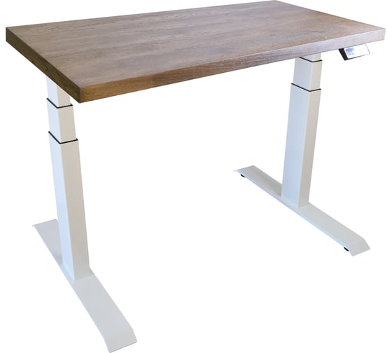 Стол двухмоторный с регулируемой высотой StolStoya ТИТАН PRO подстолье белое и столешница МДФ шпон дуб мореный 120x65 SE232WDM12065