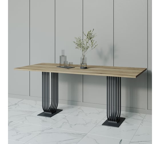 Обеденный прямоугольный кухонный стол GENGLASS ARFEO Duo 200х90 GGT-28-2-1-20090