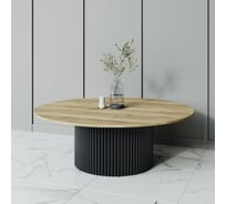 Круглый журнальный стол GENGLASS TRUBIS Wood с металлическим подстольем 600х600 мм, чёрное подстолье столешница орех 120 см GGT-03-2-1-M-120