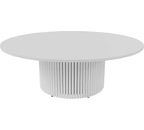 Круглый журнальный стол GENGLASS TRUBIS Wood с металлическим подстольем 600х600 мм, белое подстолье и белая столешница 120 см GGT-03-3-3-M-120