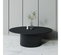 Круглый журнальный стол GENGLASS TRUBIS Wood с металлическим подстольем 600х600 мм, чёрное подстолье и чёрная столешница 120 см GGT-03-2-2-M-120
