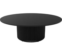 Круглый журнальный стол GENGLASS TRUBIS Wood с металлическим подстольем 600х600 мм, чёрное подстолье и чёрная столешница 120 см GGT-03-2-2-M-120