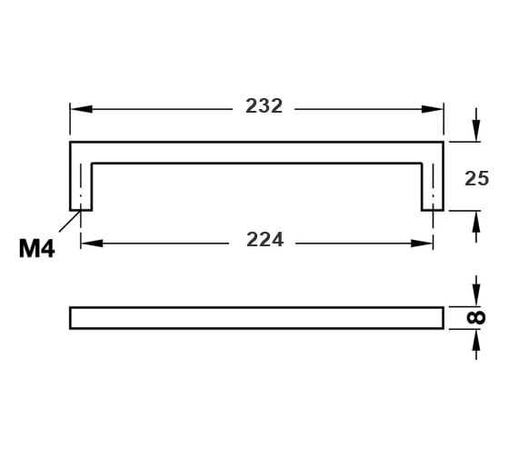 Мебельная ручка Hafele нержавеющая сталь, матовый, 8/232x25 мм 100.56.005