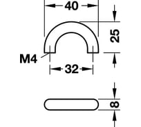 Мебельная ручка Hafele цинк хром, полированный, 40x25 мм 104.62.200
