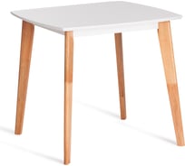Обеденный стол Tetchair Claire квадратный дерево гевея, белый/натуральное дерево 21286