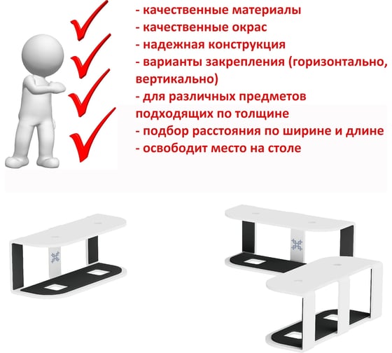 Нишевая полка-органайзер UNITEKI DM3NTW для клавиатуры, ноутбука, планшета, электронной книги, роутера, модема 31003