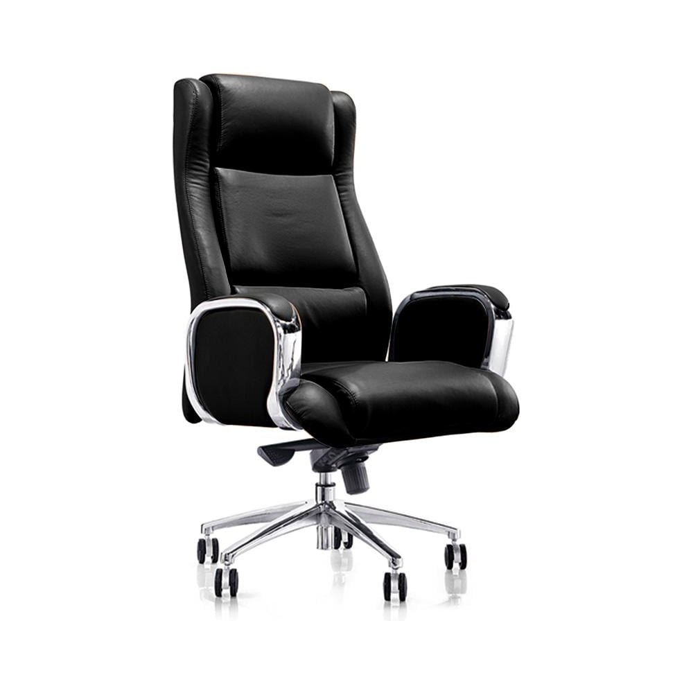 Кресло руководителя BN_Ji_ECHAIR-518 ml кожа, черная,хром