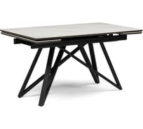 Керамический стол Woodville Вилсон 140(200)х80 белый мрамор snow white/черный 612175
