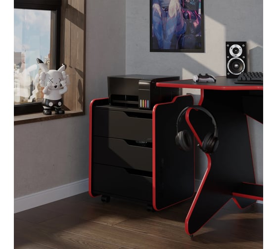 Тумба для игрового компьютерного стола VMMGame CASE MIDDLE 50 BLACK RED CS-2BKRD-M