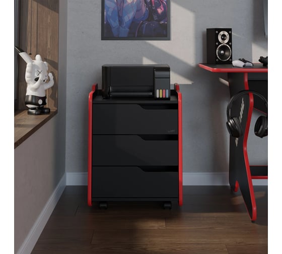 Тумба для игрового компьютерного стола VMMGame CASE MIDDLE 50 BLACK RED CS-2BKRD-M