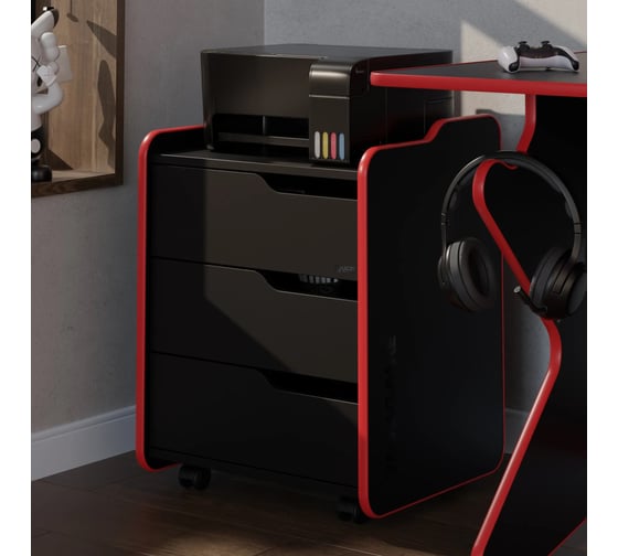 Тумба для игрового компьютерного стола VMMGame CASE MIDDLE 50 BLACK RED CS-2BKRD-M