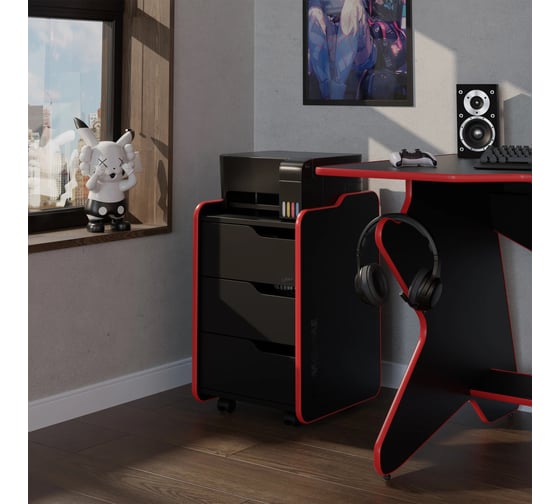 Тумба для игрового компьютерного стола VMMGame CASE MIDDLE 40 BLACK RED CS-1BKRD-M