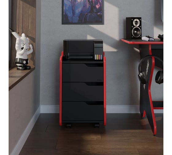 Тумба для игрового компьютерного стола VMMGame CASE MIDDLE 40 BLACK RED CS-1BKRD-M