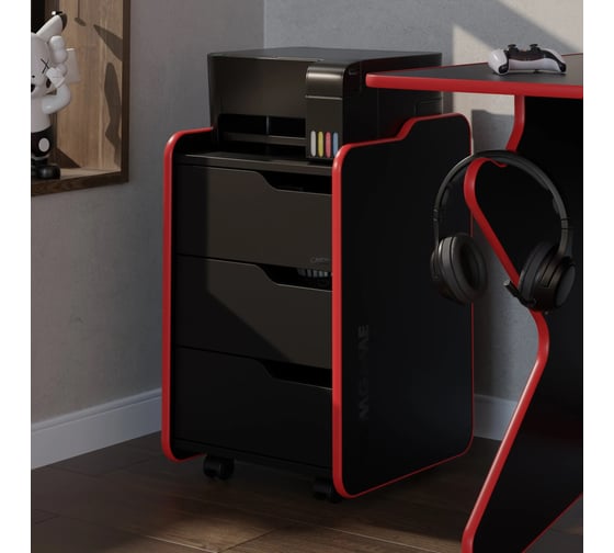 Тумба для игрового компьютерного стола VMMGame CASE MIDDLE 40 BLACK RED CS-1BKRD-M