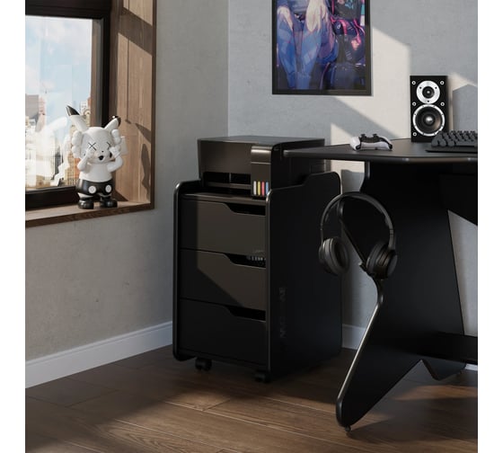 Тумба для игрового компьютерного стола VMMGame CASE MIDDLE 40 BLACK CS-1BKBK-M