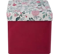 Пуф складной с отделением для хранения Волшебная страна 32x30x30 см, «Цветы» (бордо) 312642