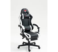 Кресло компьютерное игровое Стул Груп TopChairs Prophet с оттоманкой, черно-белый GF-8086 black+white