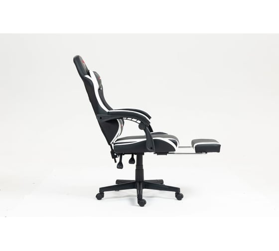 Кресло компьютерное игровое Стул Груп TopChairs Prophet с оттоманкой, черно-белый GF-8086 black+white
