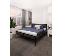 Кровать двуспальная Solarius Лофт с ортопедическим основанием, цвет венге с черным металлическим каркасом, 120x200 см kr120loft-ven-black-orto