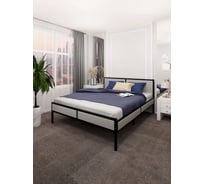 Кровать двуспальная Solarius Лофт с ортопедическим основанием, цвет платины с черным металлическим каркасом, 180x200 см kr180loft-plat-black-orto