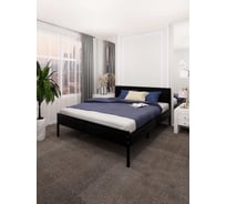 Кровать двуспальная Solarius Лофт с ортопедическим основанием, цвет черного оникса с черным металлическим каркасом, 140x200 см kr140loft-onix-black-orto