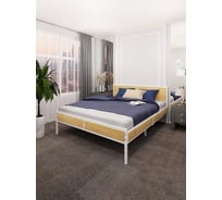 Кровать двуспальная Solarius Лофт с реечным основанием, без покраски с белым металлическим каркасом, 140x200 см kr140loft-white