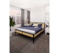 Кровать двуспальная Solarius Лофт с реечным основанием, без покраски с черным металлическим каркасом, 120x200 см kr120loft-black