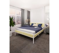 Кровать двуспальная Solarius Лофт с реечным основанием, цвет ванили с белым металлическим каркасом, 140x200 см kr140loft-van-white