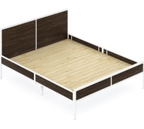 Кровать двуспальная Solarius Лофт со сплошным основанием, цвет венге с белым металлическим каркасом, 140x200 см kr140loft-ven-white-full