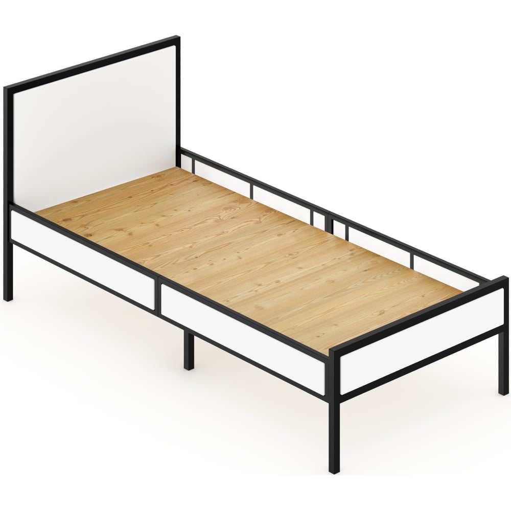 Кровать односпальная Solarius Лофт со сплошным основанием, цвет белый с ...