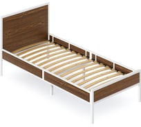 Кровать односпальная Solarius Лофт с ортопедическим основанием, цвет темного дуба с белым металлическим каркасом, 90x200 см kr90loft-temd-white-orto