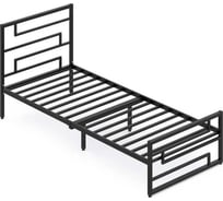 Кровать односпальная Solarius Лофт Компакт цельнометаллическая 90x200 см, с L-образным узором, цвет черный KOMP90met-L-black