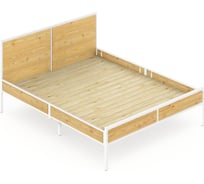 Кровать двуспальная Solarius Лофт со сплошным основанием, лакированная с белым металлическим каркасом, 120x200 см kr120loft-lak-white-full